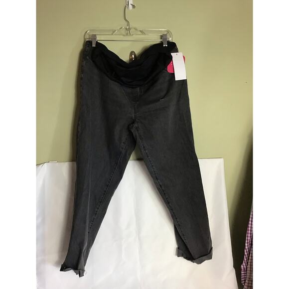 Isabel Maternity Women Over belly Boyfriend Jeans Sz. 10 Gray Frayed Hem Comfort - Picture 7 of 10